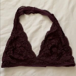 Free People Plum Lace Halter Bralette